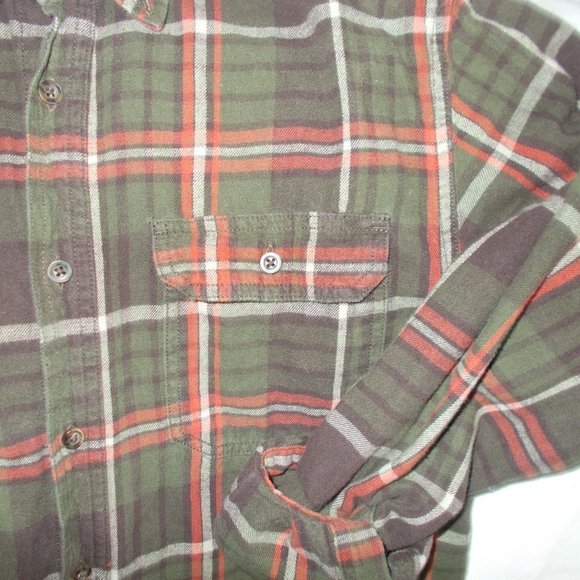 𝅺green/orange Men's Small Flannel Shirt - Picture 2 of 3